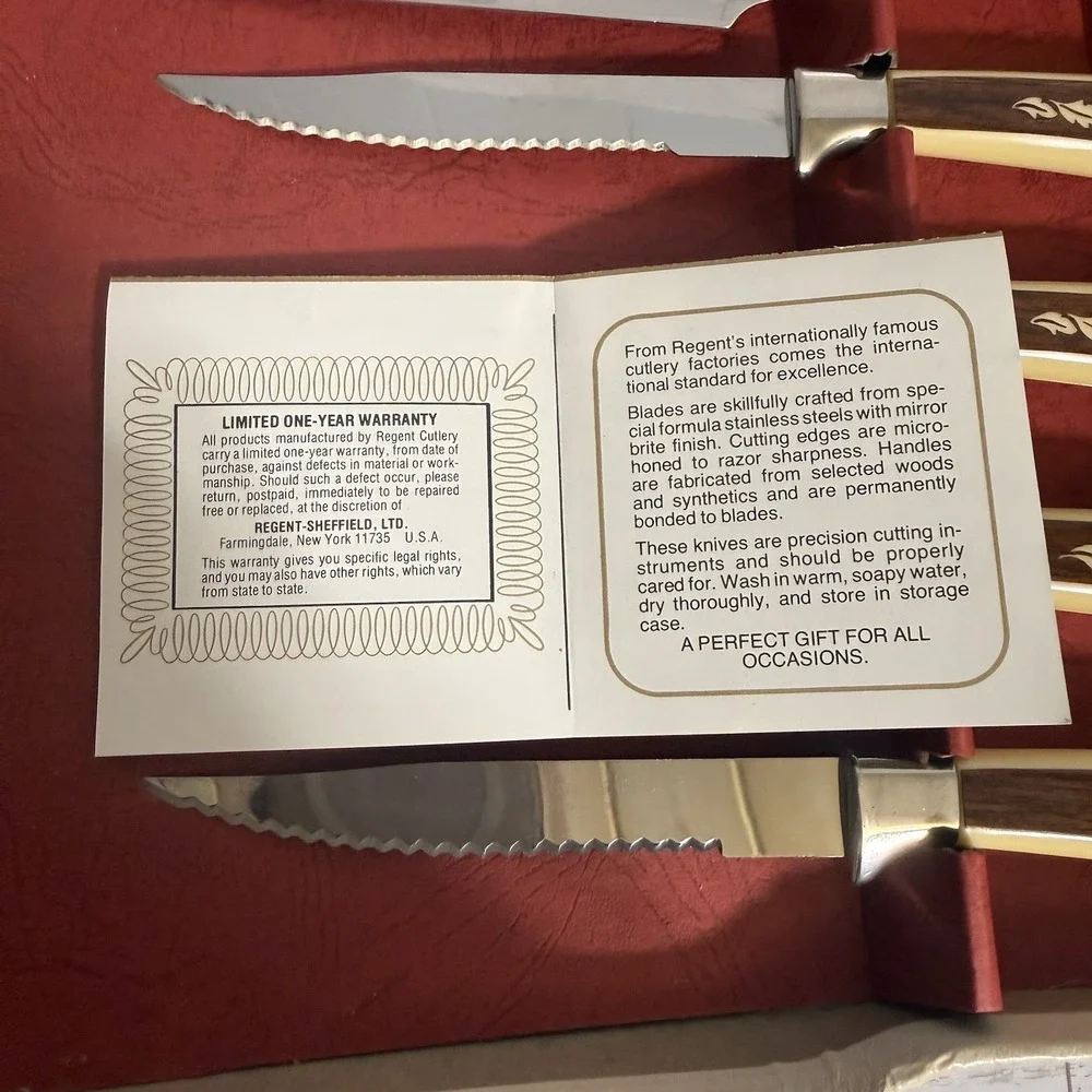 Vintage Regent Sheffield 19‎ Piece Treasure Chest Stainless Knife Set Cutlery